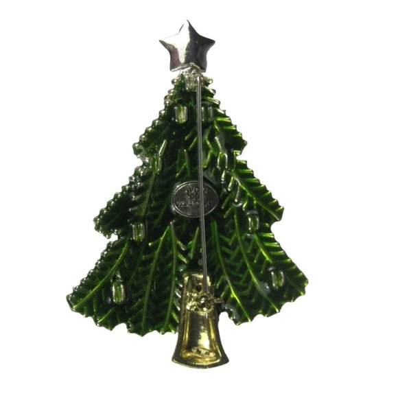 2008 AVON 5th Annual Christmas Tree Brooch Pin Signed Rhinestone Faux Pearl - Picture 8 of 10
